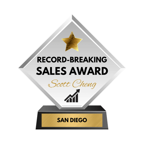 Record sales achievement badge for Scott Cheng